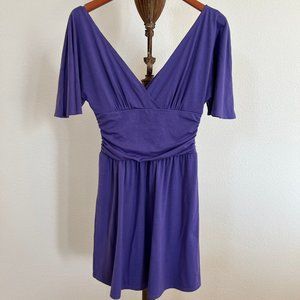 Velvet Torch Size S Purple Short Bell Sleeve V-Neck Fit and Flare Mini Dress